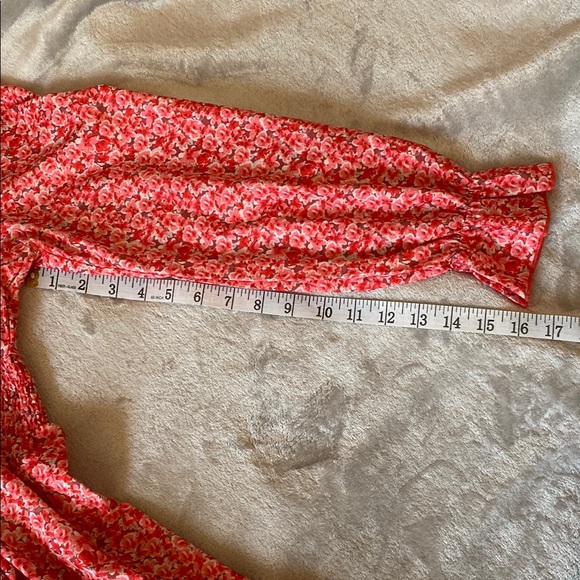 Pink Red Floral V-Neck Dress - Picture 6 of 7